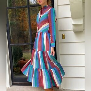 RARE Daydress UK Striped Silk/Cotton Blend Dakota Dress. Size S